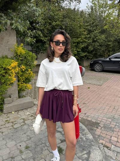 Kadın Sandys Kumaş Bağıcık Detaylı şort