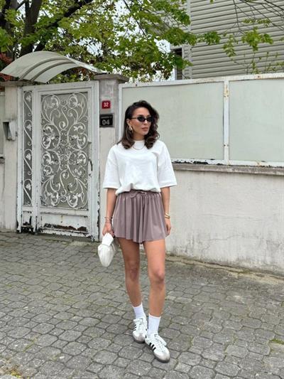 Kadın Sandys Kumaş Bağıcık Detaylı şort