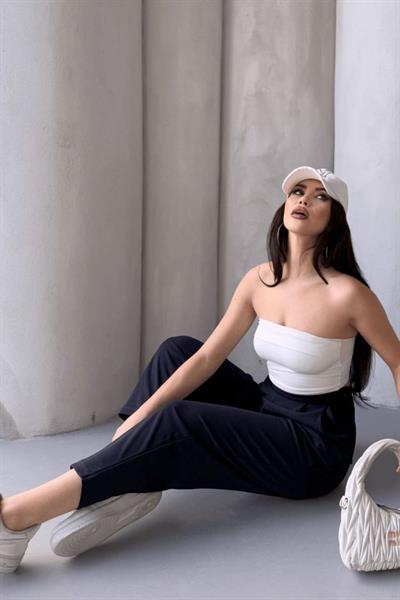 Kadın Scuba Krep Likralı Yan Fermuarlı Lastikli Harem Pantolon