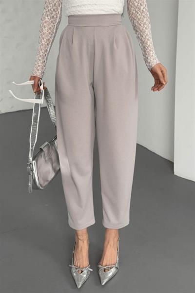Kadın Scuba Krep Likralı Yan Fermuarlı Lastikli Harem Pantolon