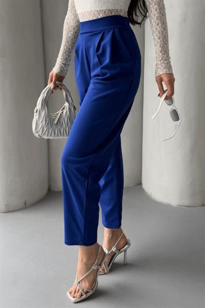Kadın Scuba Krep Likralı Yan Fermuarlı Lastikli Harem Pantolon
