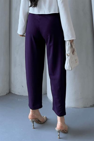 Kadın Scuba Krep Likralı Yan Fermuarlı Lastikli Harem Pantolon