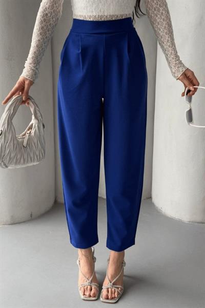 Kadın Scuba Krep Likralı Yan Fermuarlı Lastikli Harem Pantolon