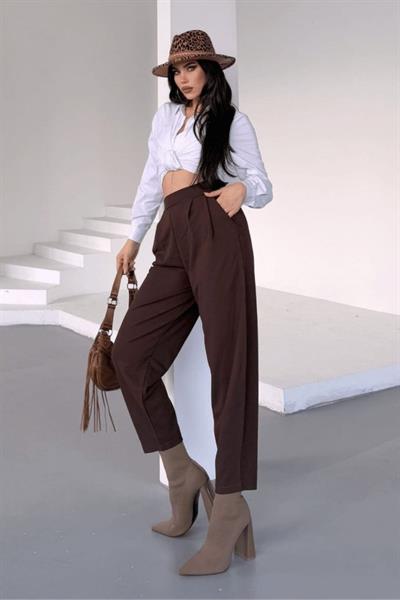 Kadın Scuba Krep Likralı Yan Fermuarlı Lastikli Harem Pantolon