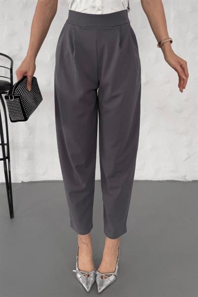 Kadın Scuba Krep Likralı Yan Fermuarlı Lastikli Harem Pantolon