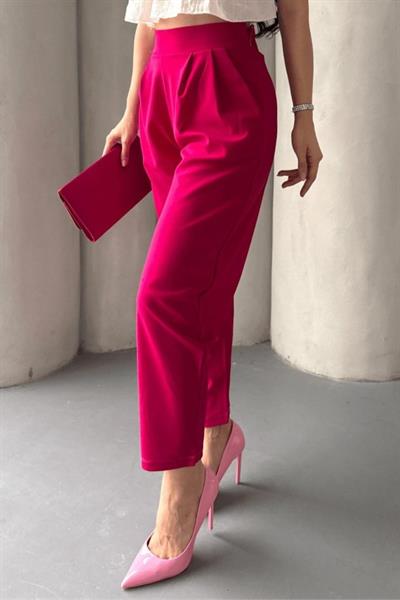Kadın Scuba Krep Likralı Yan Fermuarlı Lastikli Harem Pantolon