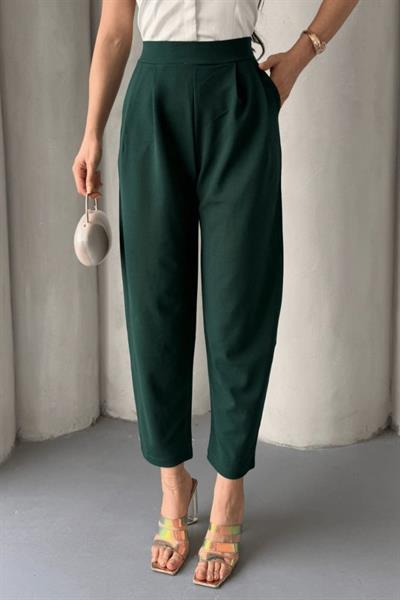 Kadın Scuba Krep Likralı Yan Fermuarlı Lastikli Harem Pantolon