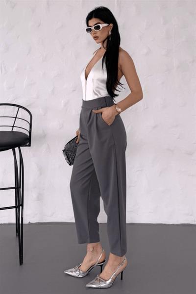 Kadın Scuba Krep Likralı Yan Fermuarlı Lastikli Harem Pantolon