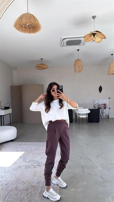 Kadın Scuba Modal Paça Manşet Pileli Pantolun