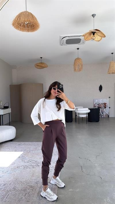 Kadın Scuba Modal Paça Manşet Pileli Pantolun