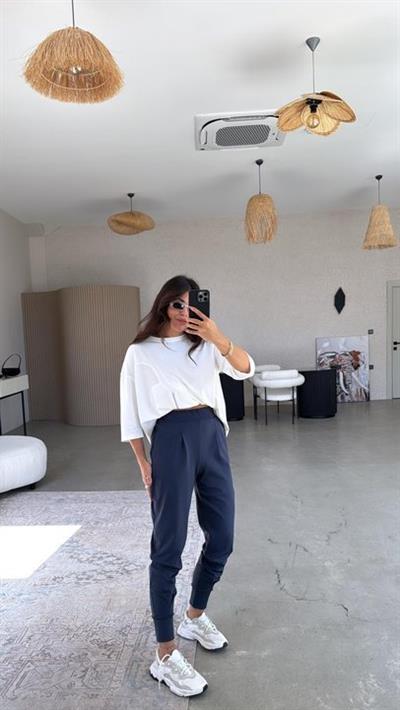 Kadın Scuba Modal Paça Manşet Pileli Pantolun