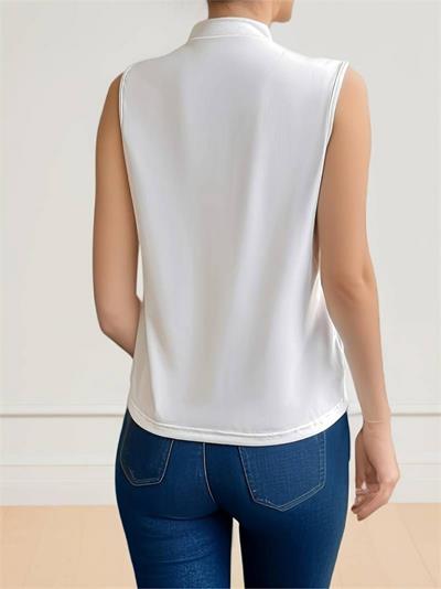 Kadın Sıfır Kol Kruvaze Yaka Sandy Bluz