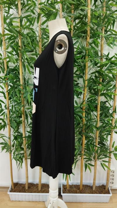 Kadın Sıfır Kol Yuvarlak Baskılı Kısa Viskon Elbise