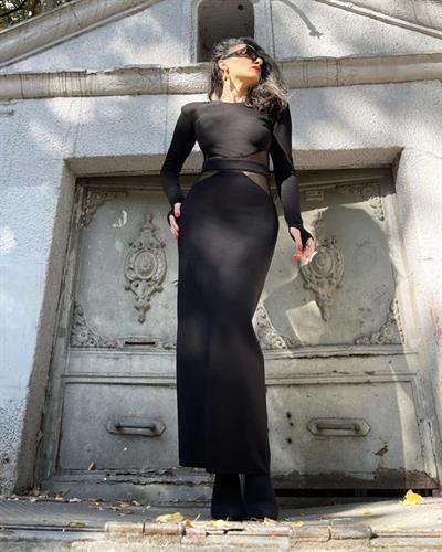 Kadın Sırt Ve Bel Transparan Dekolteli Fırsat ürün Maxi Boy Kalem Elbise