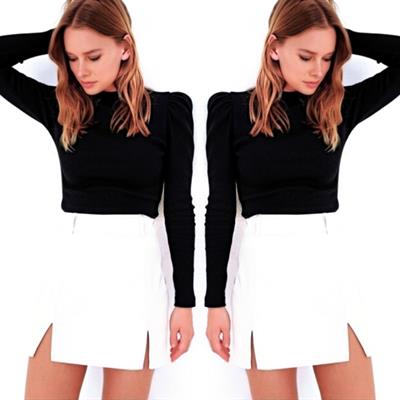 Kadın Siyah Omuz Detay Kaşkorse Bluz 1553