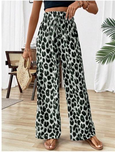 Kadın Süprem Kumaş Beli Lastikli Leopar Desen Pantolon