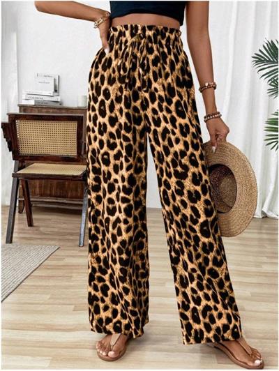Kadın Süprem Kumaş Beli Lastikli Leopar Desen Pantolon