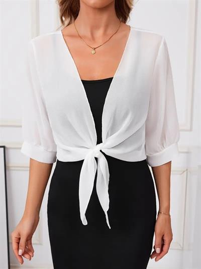 Kadın Truvakar Kol önden Bağlamalı Kısa şifon Bolero Ceket
