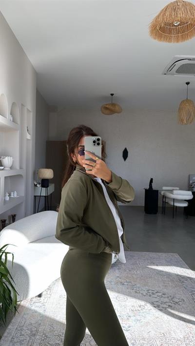 Kadın Uzun Kol Fermuar Detay Ceket Ve Yüksek Bel Toparlayıcı Tayt Ikili Takım