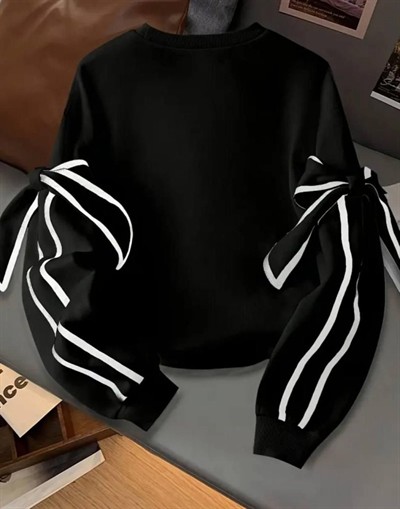 Kadın Uzun Kollu Ara Biye Ve Fiyonk Detay Bluz