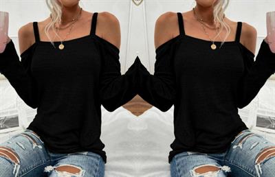 Kadın Uzun Kollu Askılı Viskon Bluz