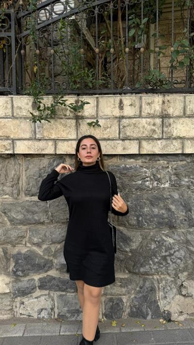 Kadın Uzun Kollu Balıkçı Yaka Kısa şardonlu Kaşkorse Elbise