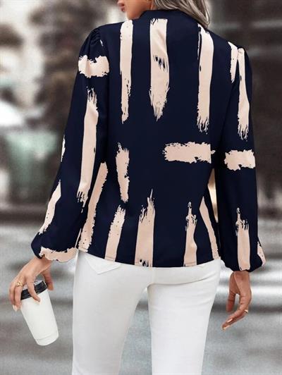 Kadın Uzun Kollu Balıkçı Yaka Kol Ağzı Lastikli Mikro Bluz