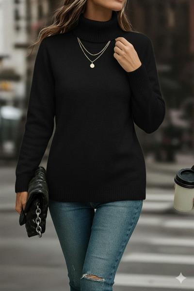 Kadın Uzun Kollu Balıkçı Yaka Triko Bluz