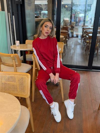 Kadın Uzun Kollu Beyaz şerit Detay Kargo Cep Iki Iplik Ikili Takım