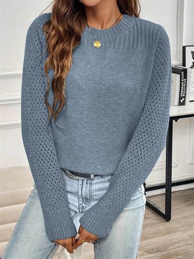 Kadın Uzun Kollu Bisiklet Yaka Triko Bluz