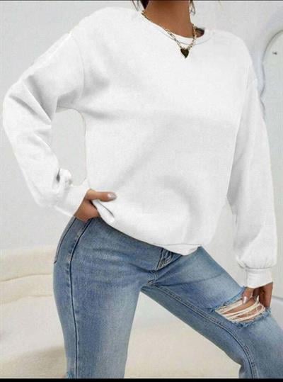 Kadın Uzun Kollu Bisiklet Yaka şardonlu üç Iplik Kumaş Sweat