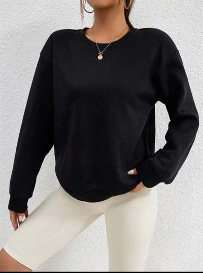 Kadın Uzun Kollu Bisiklet Yaka şardonlu üç Iplik Kumaş Sweat