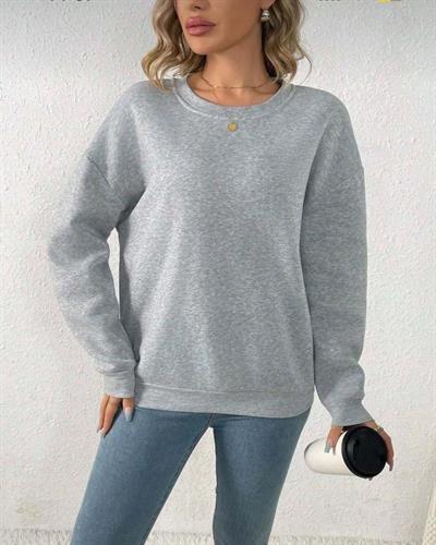 Kadın Uzun Kollu Bisiklet Yaka şardonlu üç Iplik Kumaş Sweat