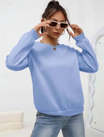 Kadın Uzun Kollu Bisiklet Yaka şardonlu üç Iplik Kumaş Sweat