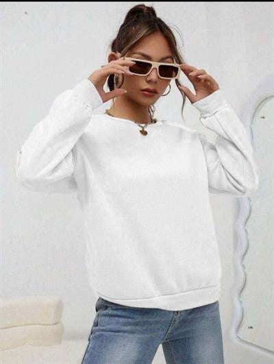 Kadın Uzun Kollu Bisiklet Yaka şardonlu üç Iplik Kumaş Sweat