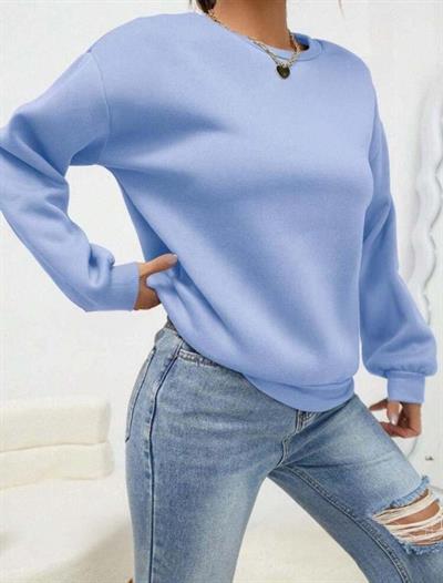 Kadın Uzun Kollu Bisiklet Yaka şardonlu üç Iplik Kumaş Sweat
