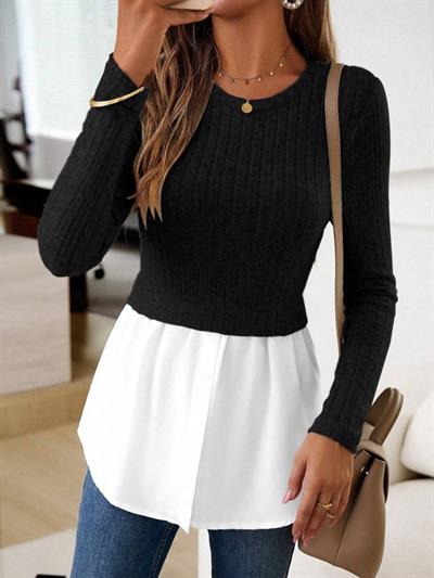 Kadın Uzun Kollu Bisiklet Yaka üst Kalın Fitilli Kaşkorse Alt Spor Likra Bluz