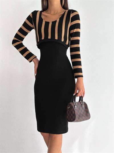 Kadın Uzun Kollu Büstiyer Ve Askılı Mini Elbise Fırsat ürün Ikili Takım