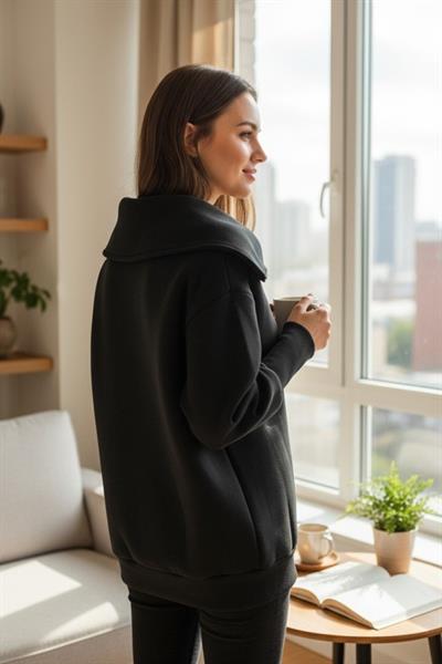 Kadın Uzun Kollu Fermuar Detay Sweat Shirt