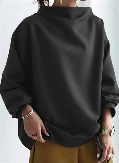 Kadın Uzun Kollu Geniş Balıkçı Yaka Modal Bluz