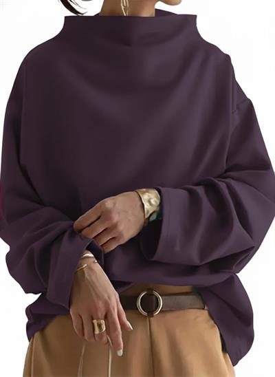 Kadın Uzun Kollu Geniş Balıkçı Yaka Modal Mürdüm Bluz