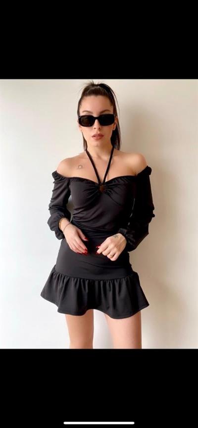 Kadın Uzun Kollu Halter Yaka Detay Mini Elbise