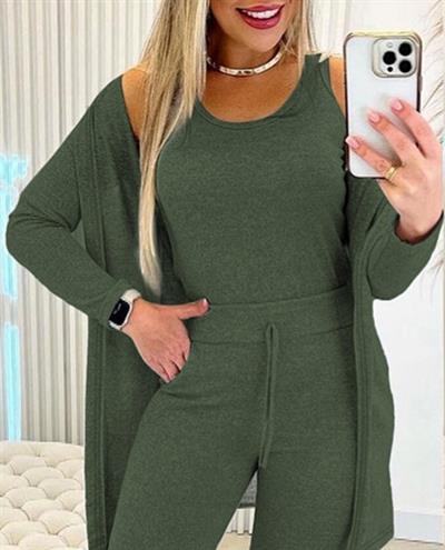 Kadın Uzun Kollu Hırka Atlet Ve Eşofman Yün Viskon üçlü Takım