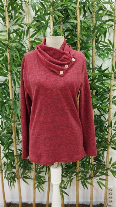 Kadın Uzun Kollu Kapişon Yaka Düğmeli Yumoş Bluz