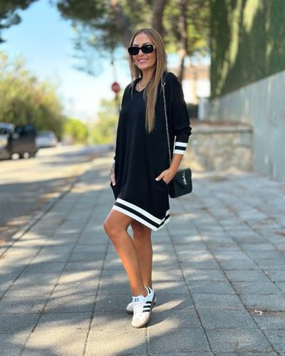 Kadın Uzun Kollu Kapüşon Ve Ribana Detay Mini Salaş Elbise