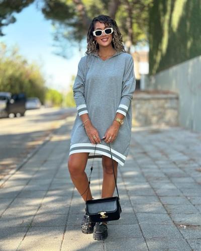 Kadın Uzun Kollu Kapüşon Ve Ribana Detay Mini Salaş Elbise