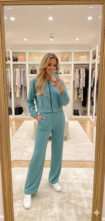 Kadın Uzun Kollu Kapüşonlu Hırka Ve Pantolon Ikili Takim