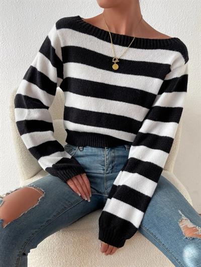 Kadın Uzun Kollu Kayık Yaka Triko Bluz