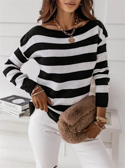 Kadın Uzun Kollu Kayık Yaka Triko Bluz