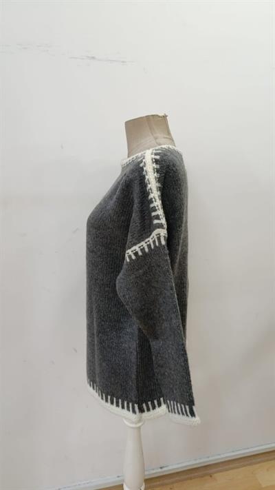 Kadın Uzun Kollu Kayık Yaka Triko Bluz